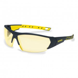 Защитные очки UVEX Ай-воркс, янтарная линза, черный/желтый